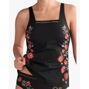 Amoena Masectomy Pocketed Tankini Swim Top Only Barcelona Sz 10 Boho Floral
